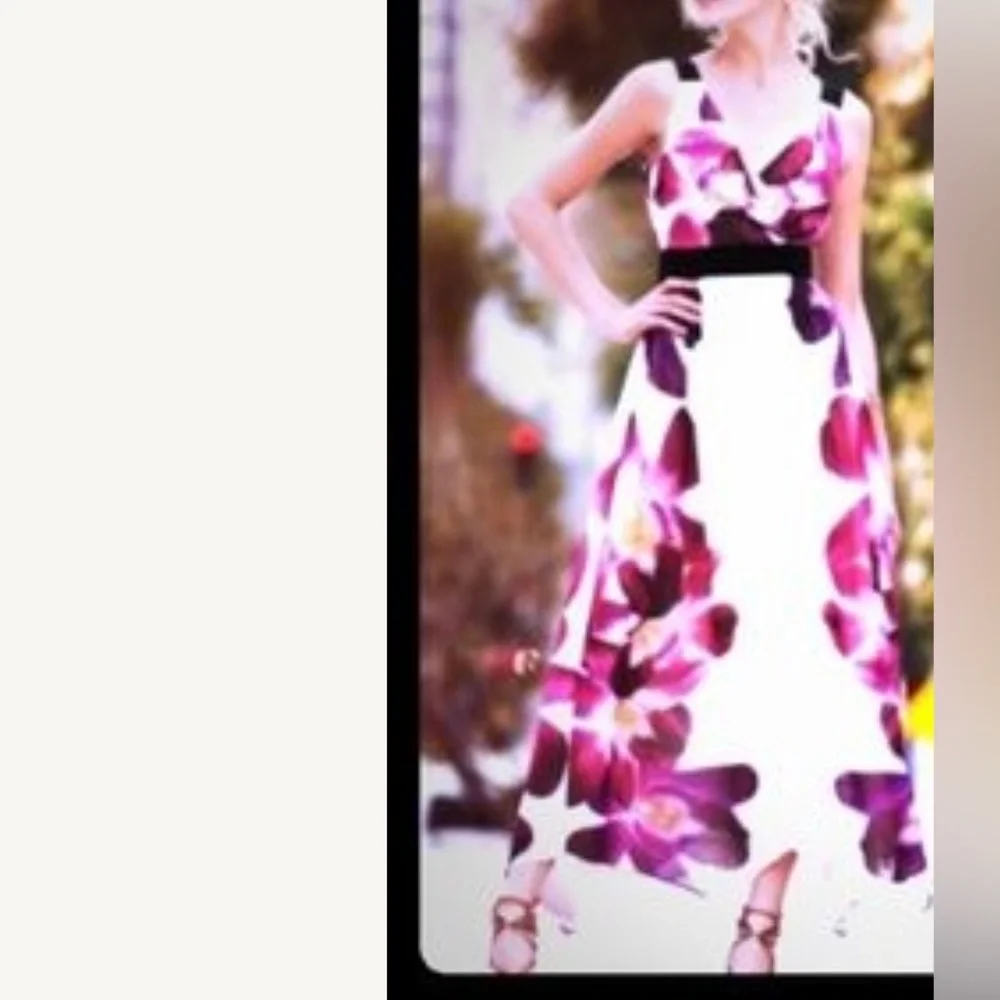 Express Orchid Pattern Asymmetric Hem Long Dress - Picture 2 of 4